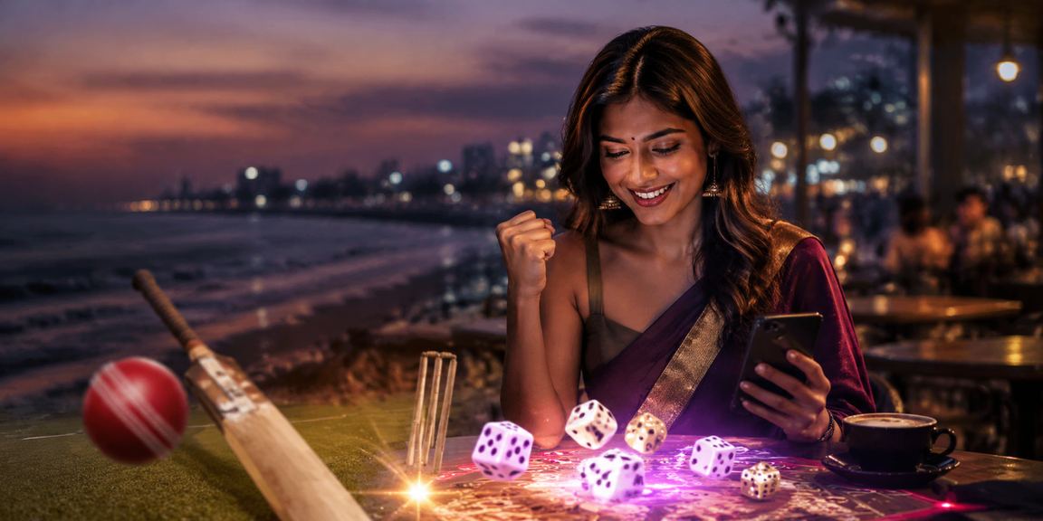 Live casino dealer presenting cards on the table with chips